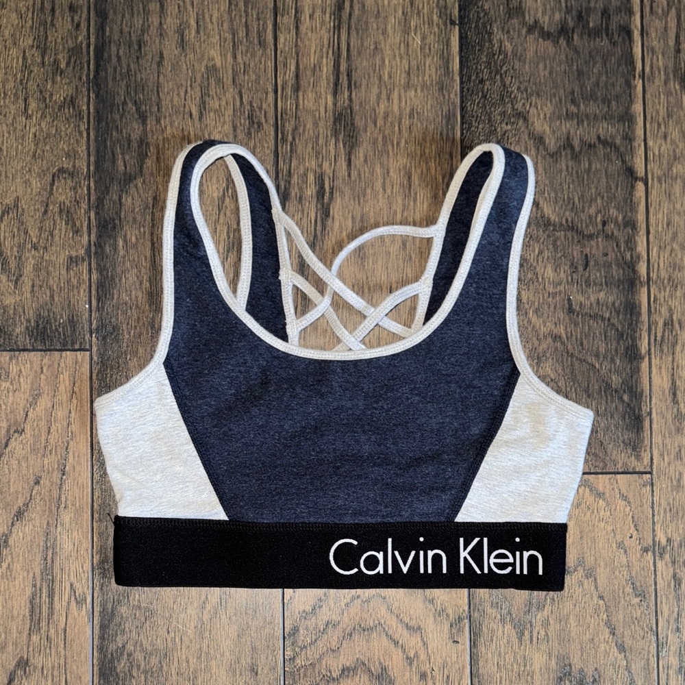 Calvin Klein Black and Cream Sports Bra